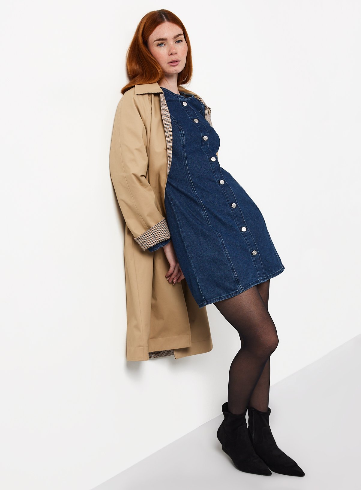 Dark Rinse Cinched Waist Mini Dress 20 - Image 2 thumbnail